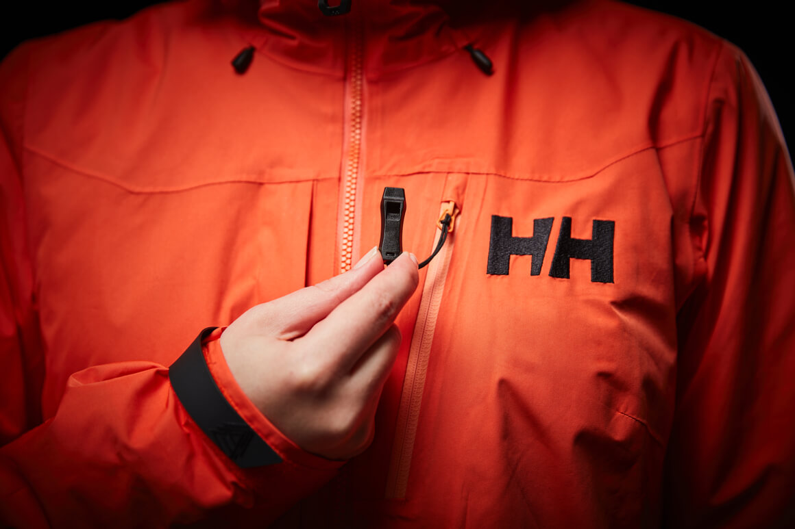 close up of jacket features