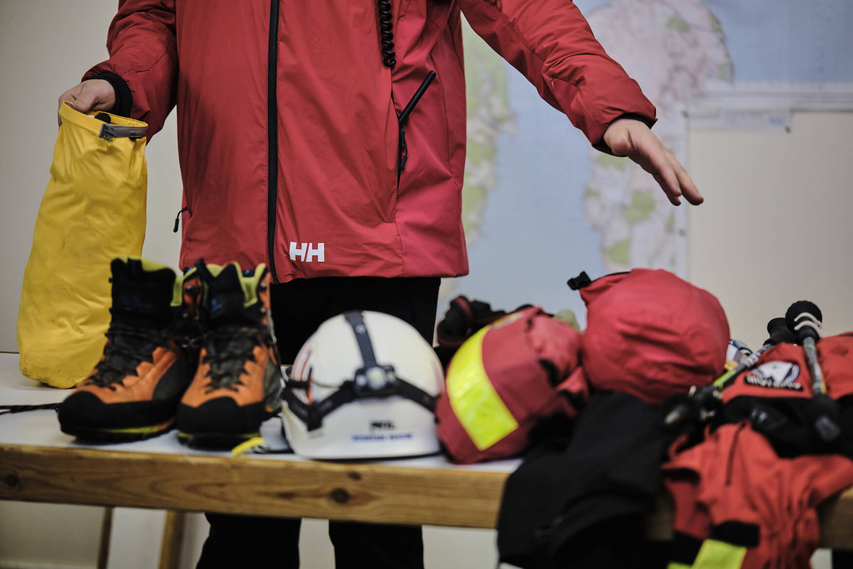 Search & rescue worker showing his gear