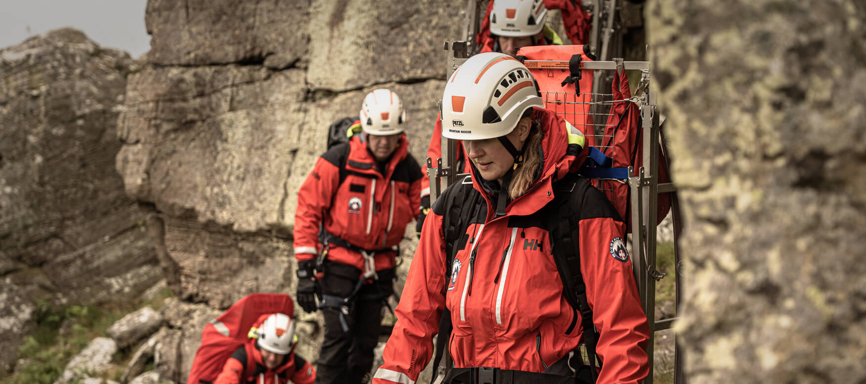 search and rescue team on the mountain