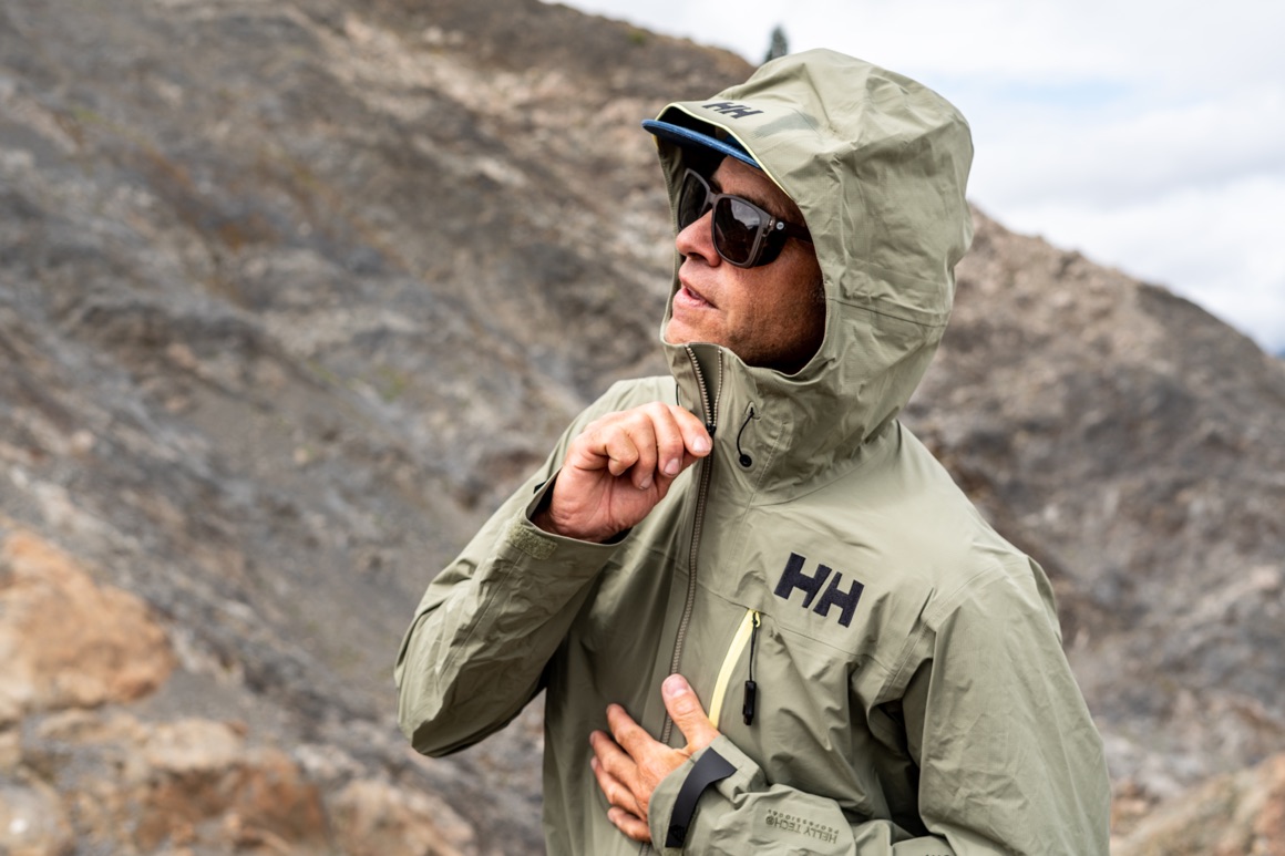 man in the mountains wearing odin pro shield
