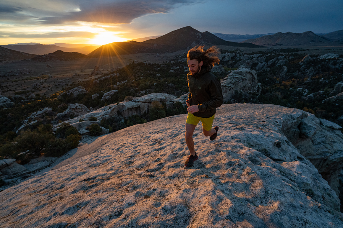 man running in the mountains