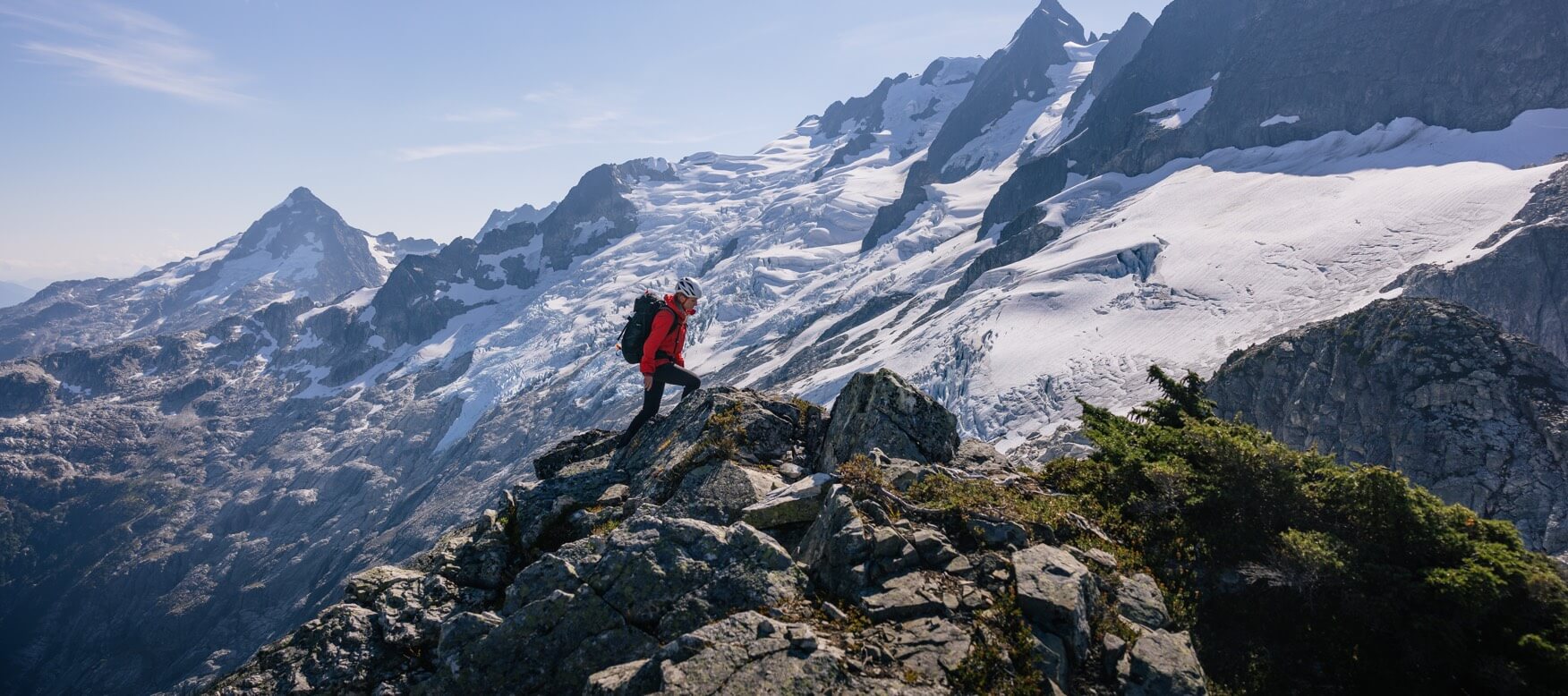 person hiking on mountain