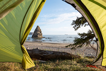 Ocean view from a tent