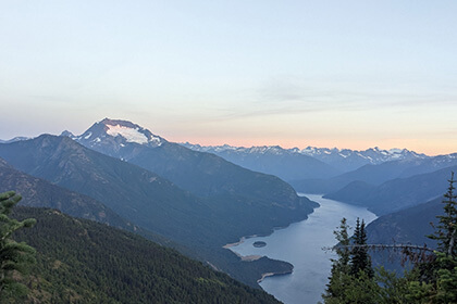 View of mountains and a fjord
