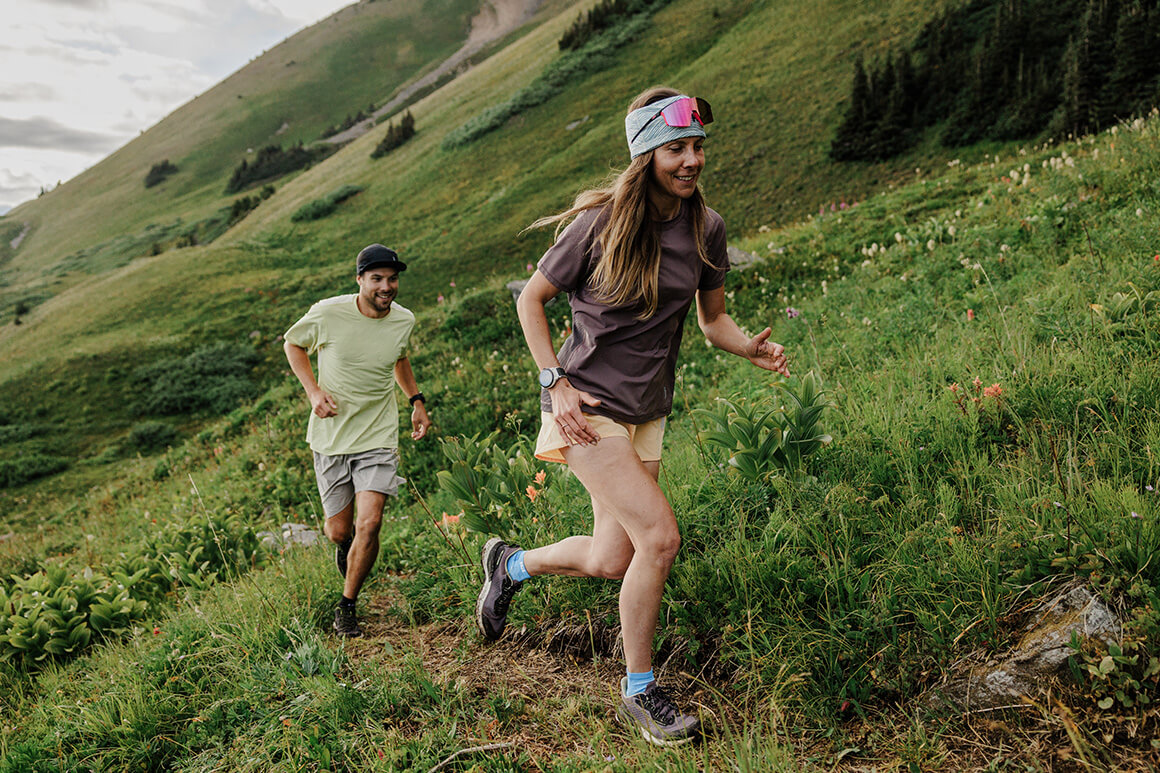 Two people trail running