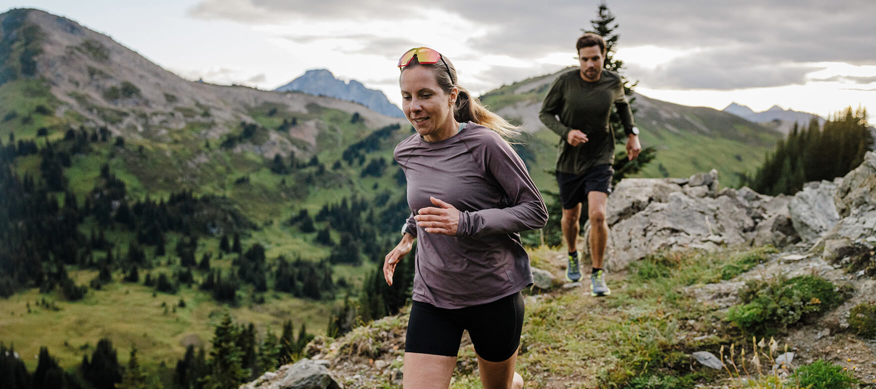 two people trail running