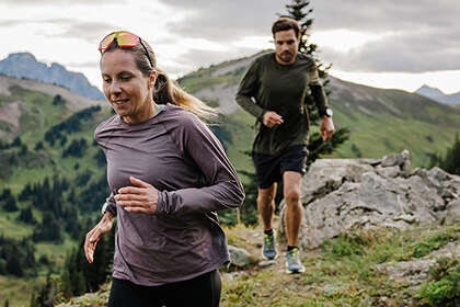 Two people trail running