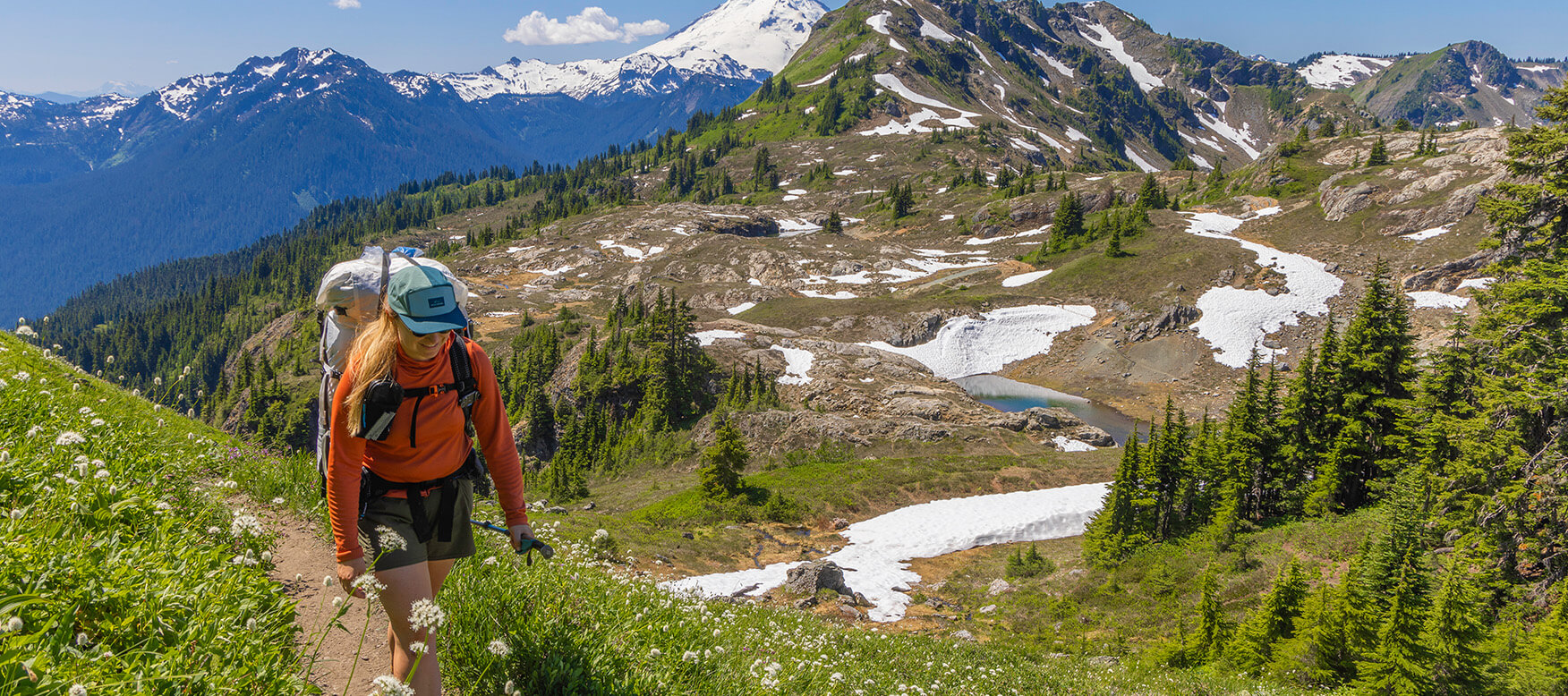 woman hiking in the mountains