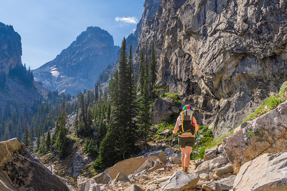 woman hiking in the mountains