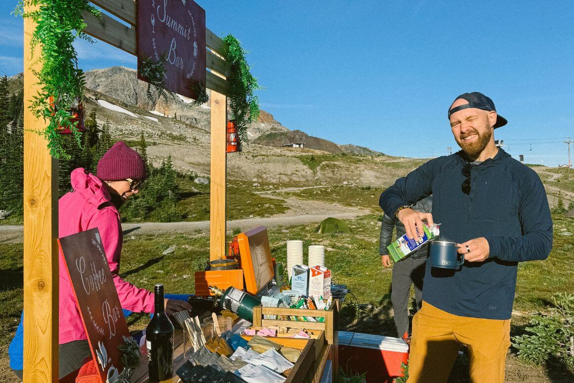 view of the coffee station on the mountains at the summit sleepover event