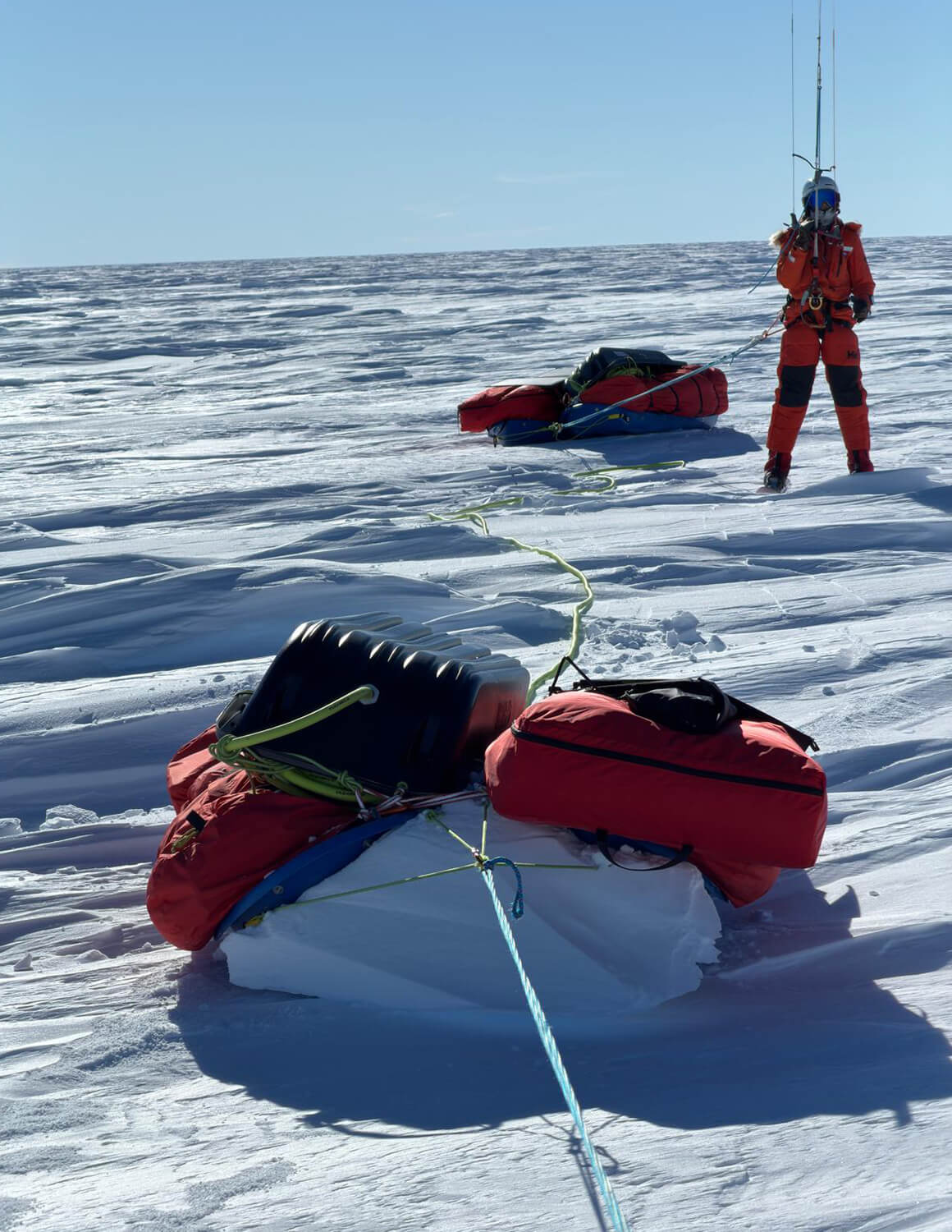 Glaciologist Heidi Sevestre kite-skiing in Antarctica
