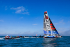 Sailboat during the Vendee Globe in rough waters