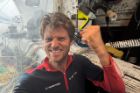 Sailor on board his boat during the Vendee Globe