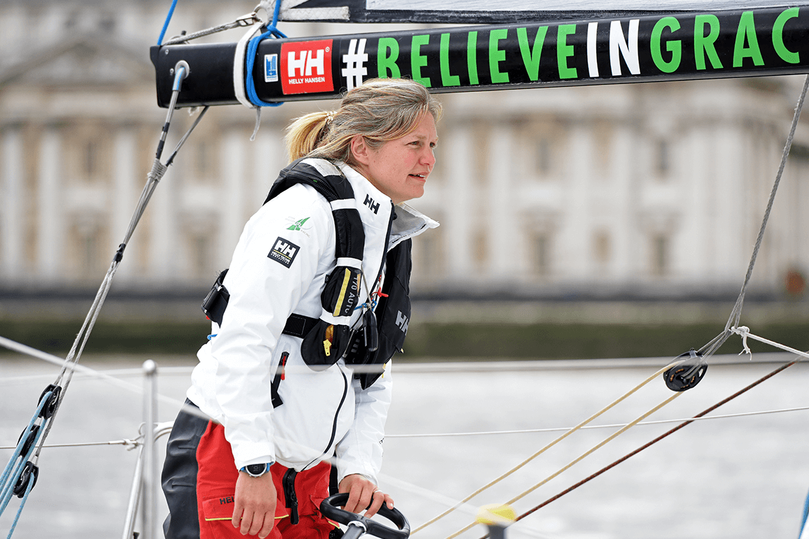woman sailing up close