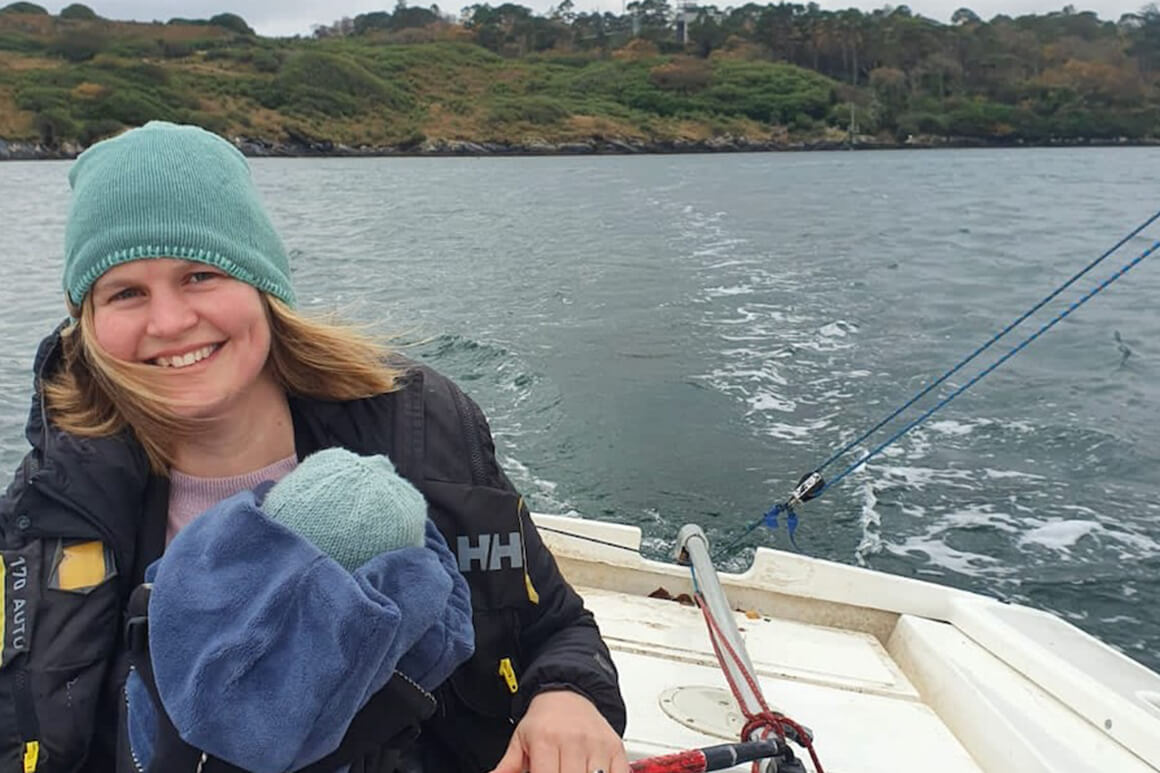 Joan goes for a sail with her newborn baby