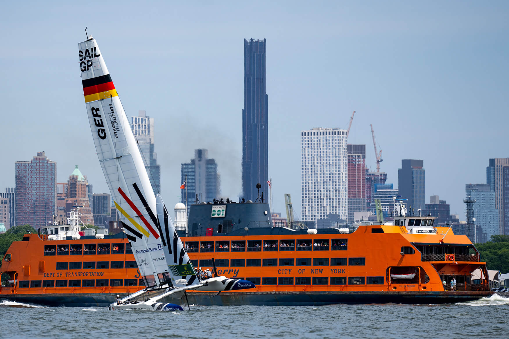 Germany SailGP Team racing in their F50 catamaran in New York