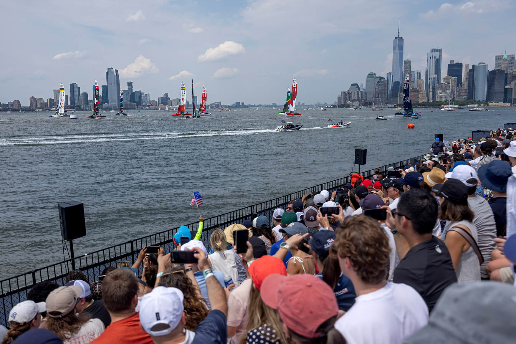 foiling sailing boats racing in New York