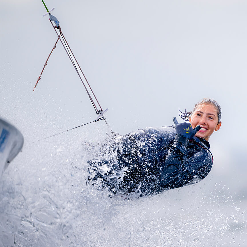 Woman in a dinghy at the Kieler Woche