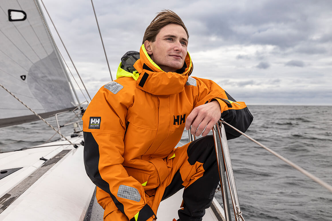 Man on a sailing boat