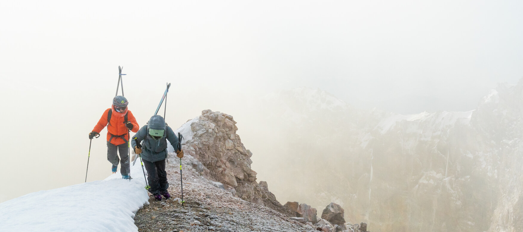 hiking up the mountain