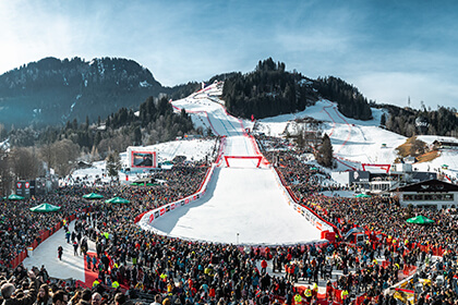 Overview of the finish area at The Hahnenkamm Races