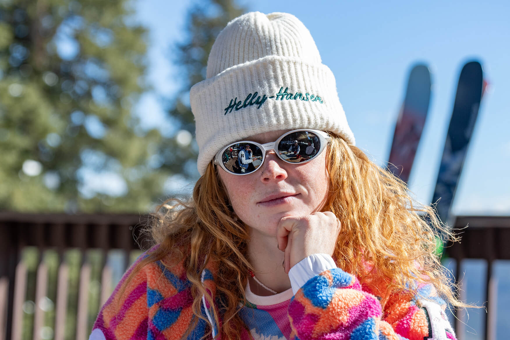 Madison Ostergren sitting outside a ski lodge