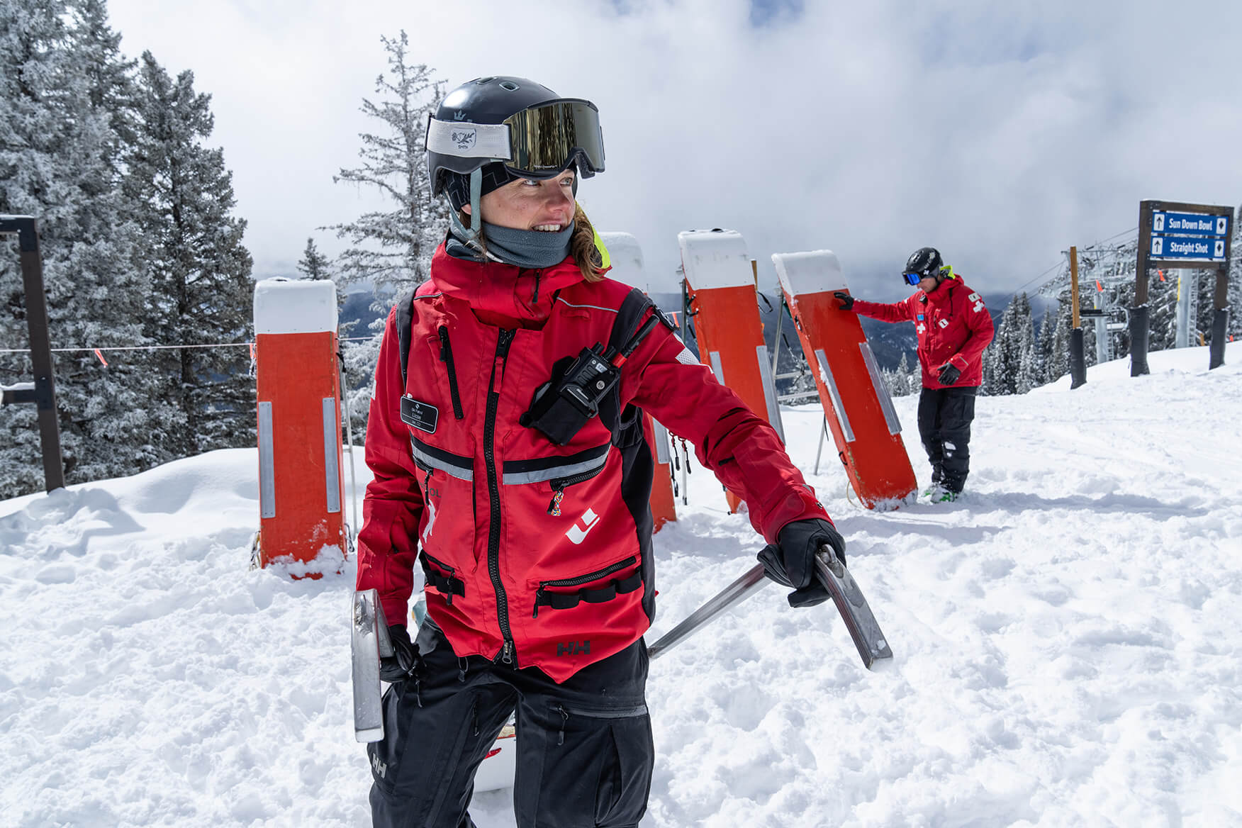 Ski patroller at work in the mountain