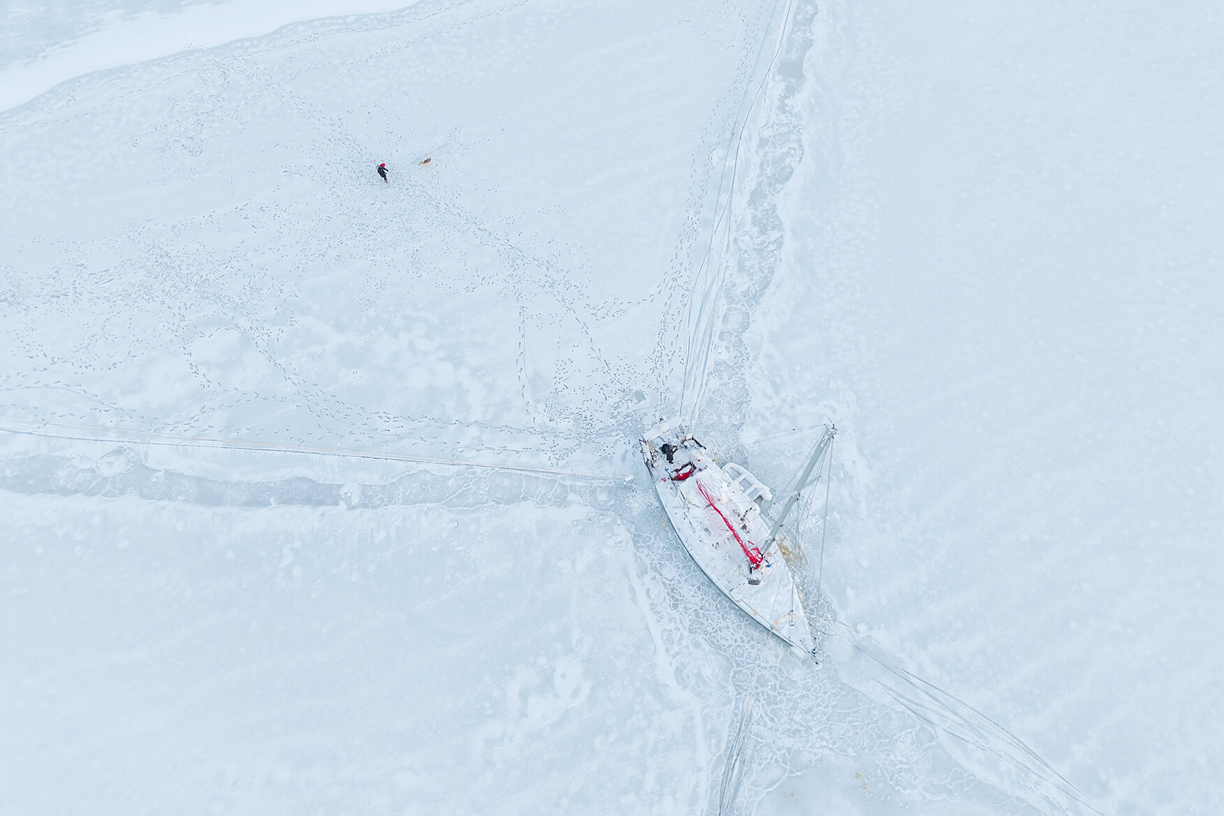 sailboat frozen in ice on Greenland