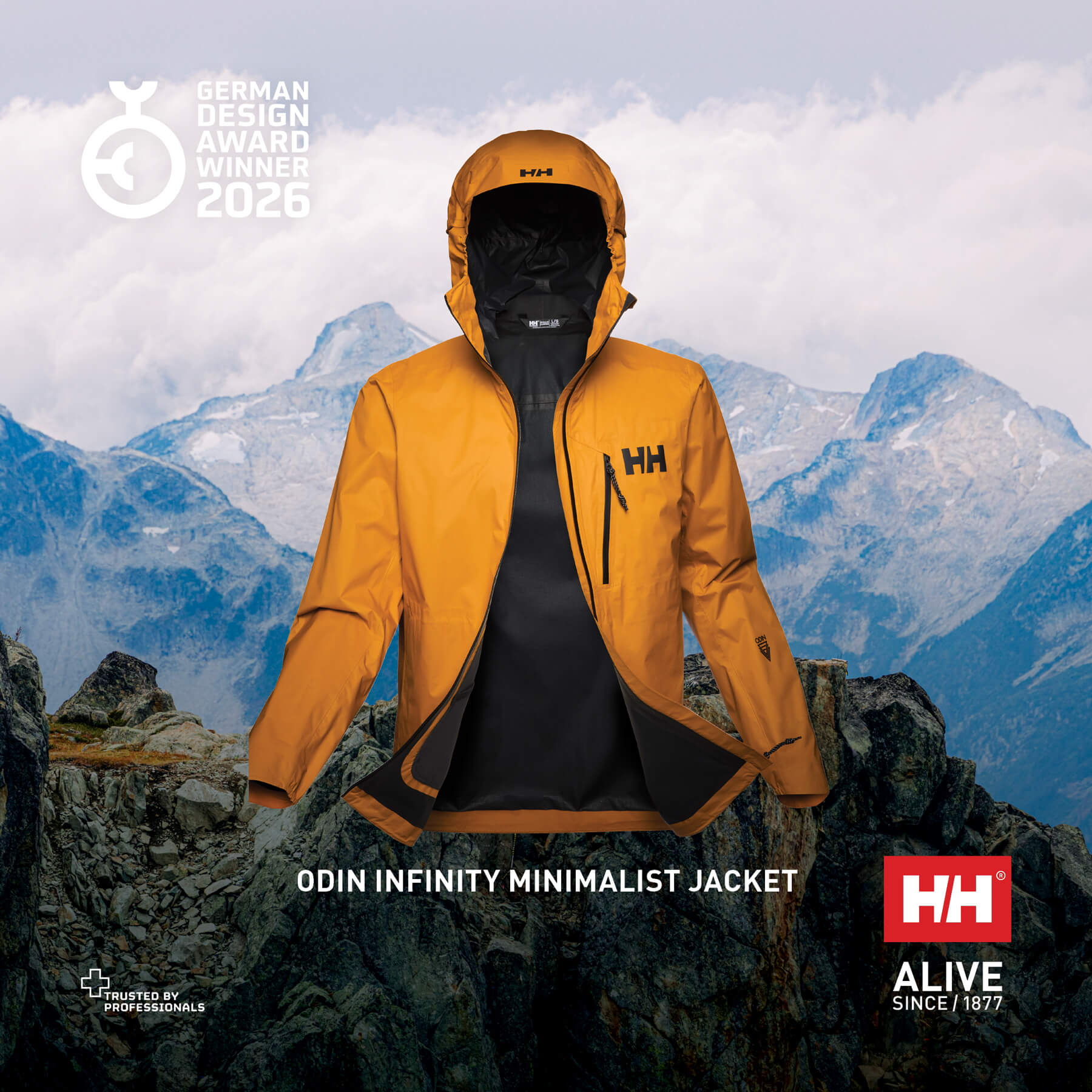 An orange shell jacket