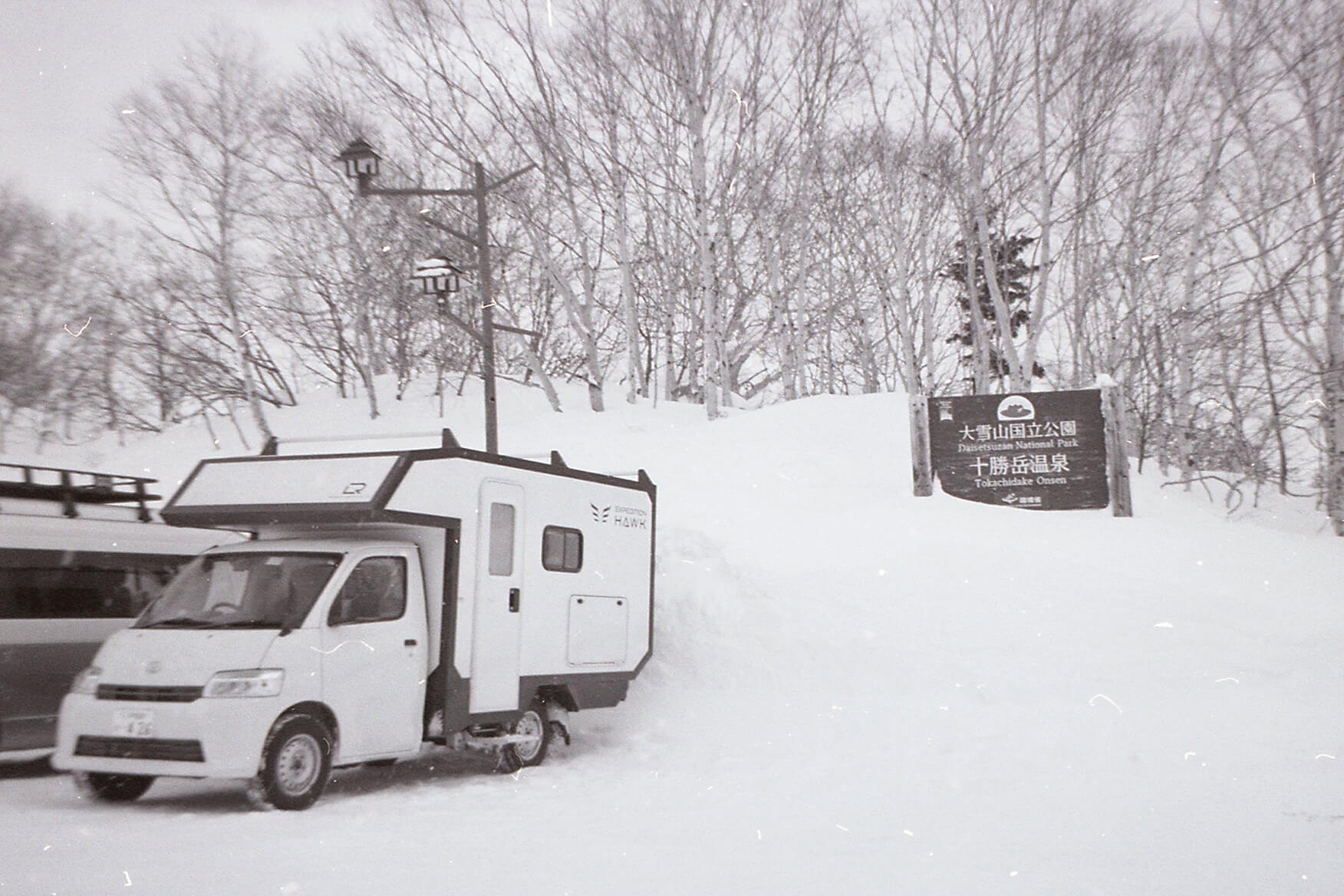 RV parked in the snow
