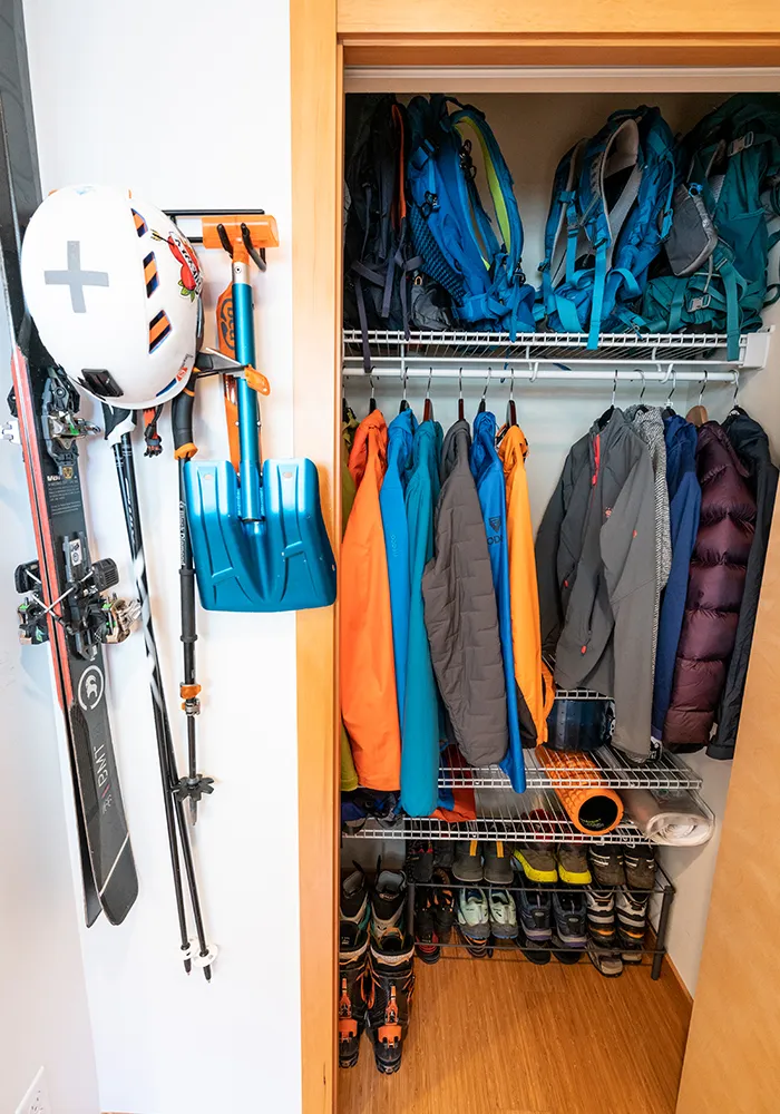 closet with organised outdoor gear