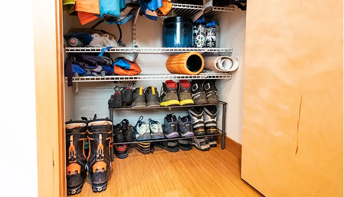 closet with organised outdoor gear
