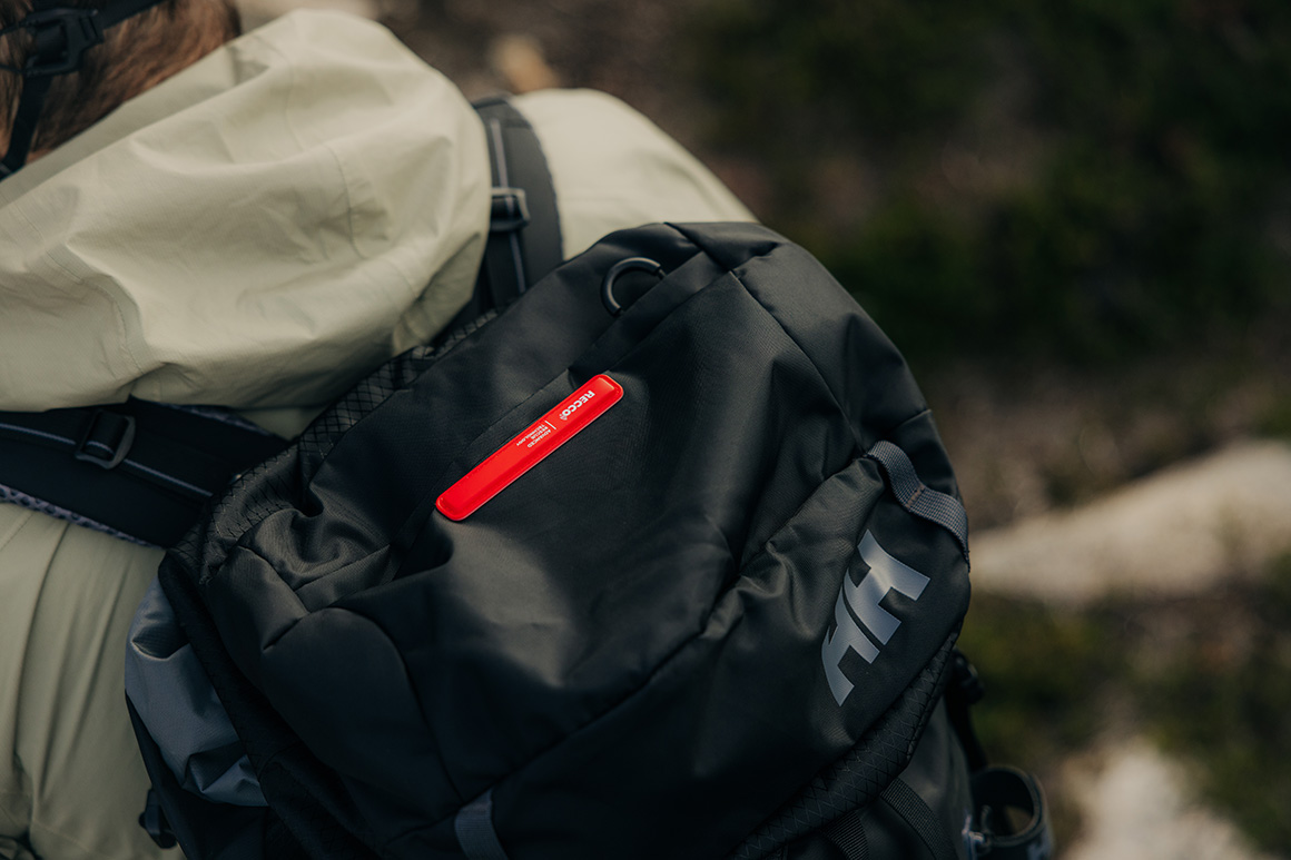 A detailed view of the Helly Hansen Resistor Backpack Recco in black.