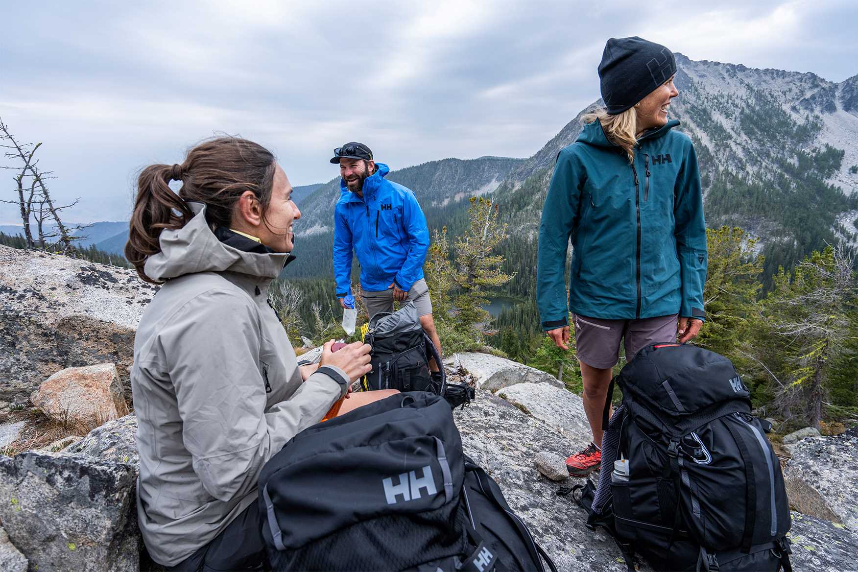 3 people hiking