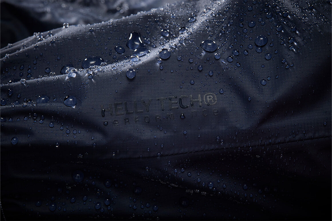 Water droplets beads of a rain jacket