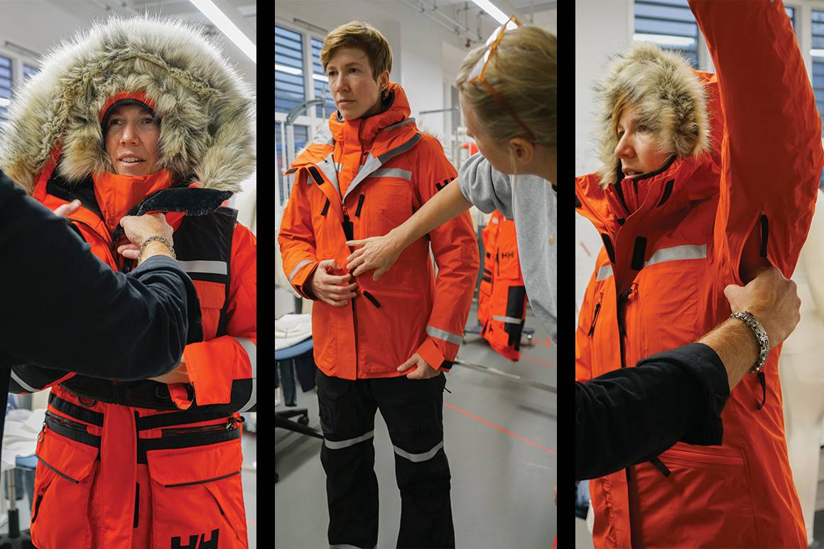 Dr Heidi Sevestre comes in for a fitting of the Arctic Patrol Modular Parka 2.0 Dr. Heidi Sevestre trying on the Arctic Patrol Modular Parka 2.0