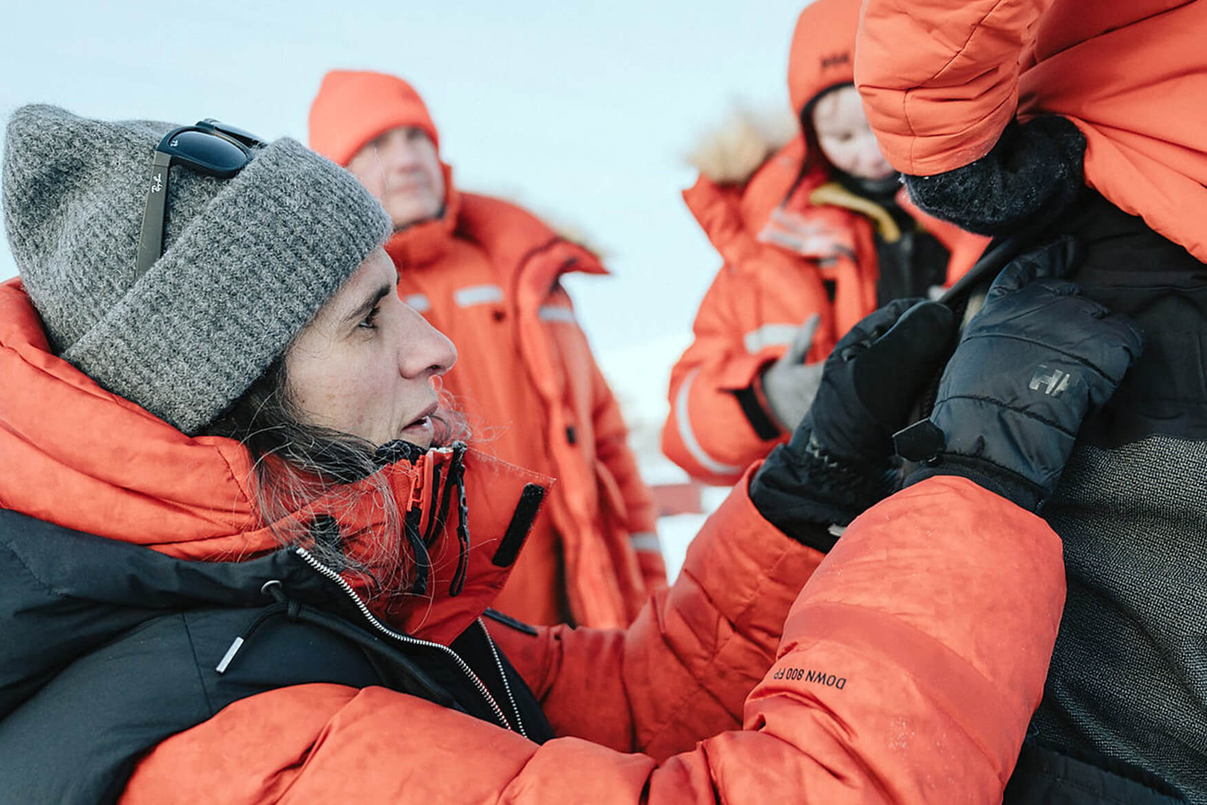 The design team at work on the Arctic Patrol Down Parka