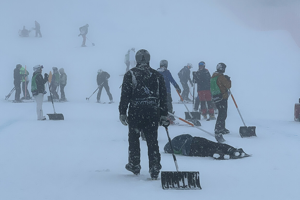 Crew working the course at Kvitfjell World Cup