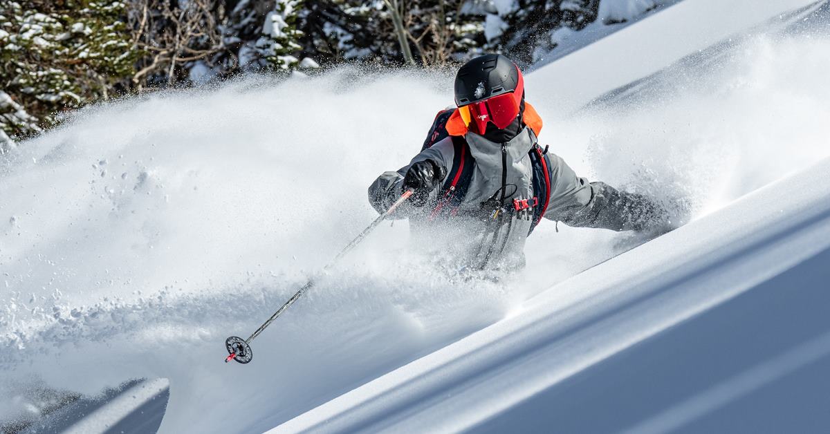 Man skiing in powder