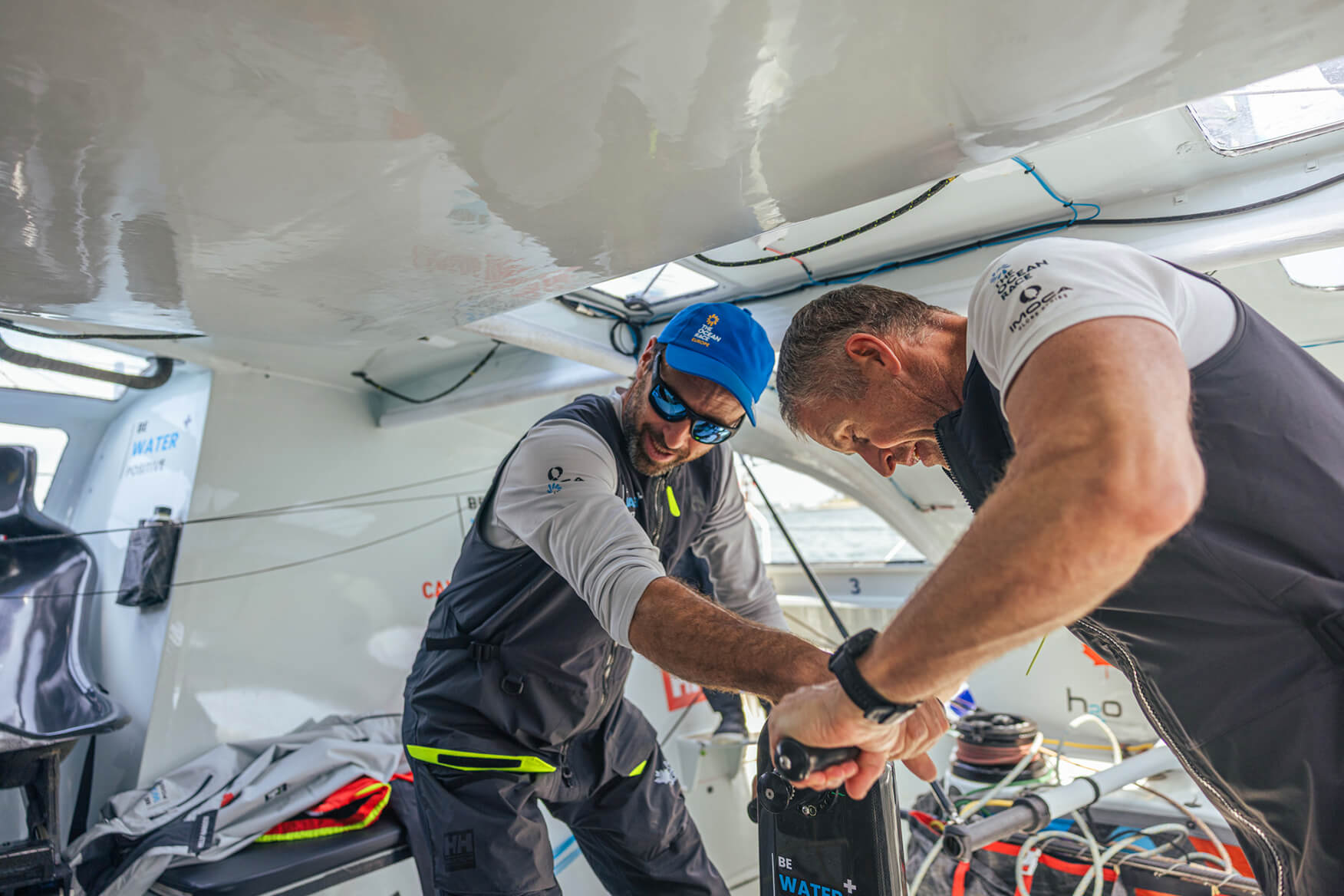The crew of Canada Ocean Racing – Team Be Water Positive at work